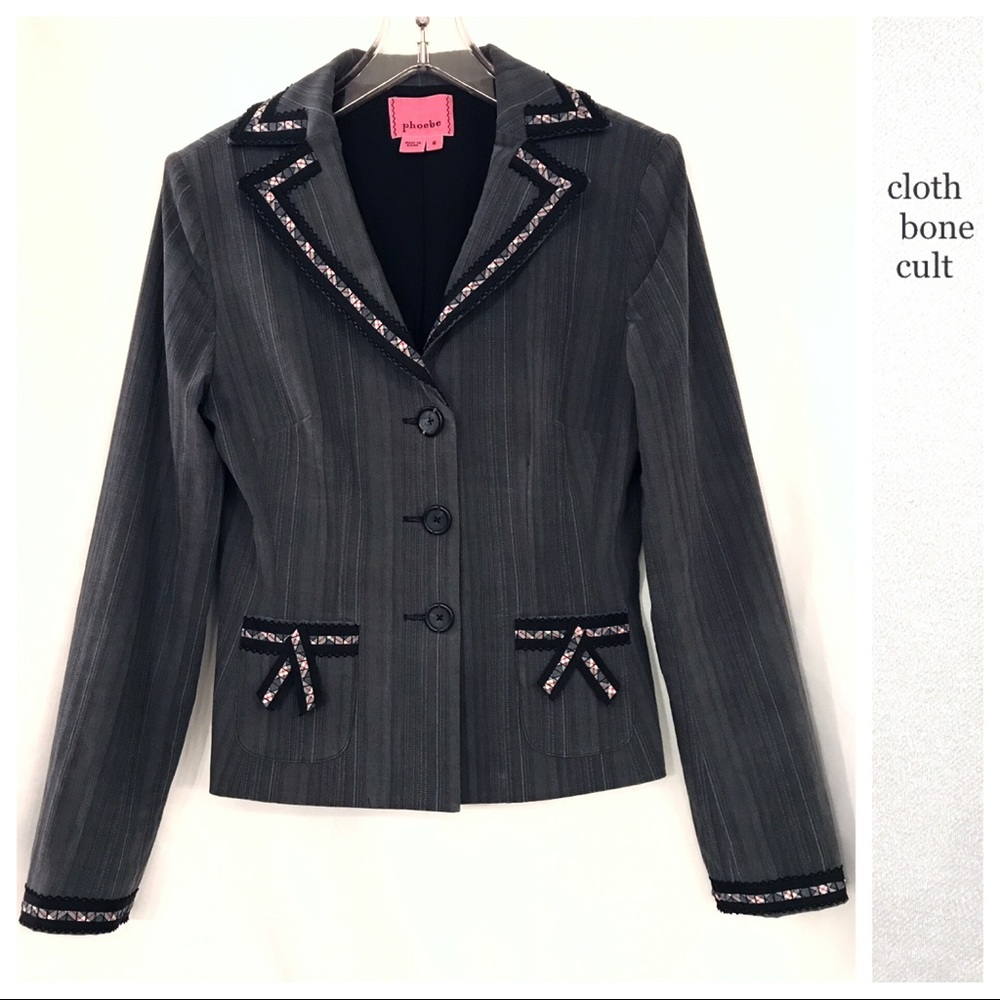 PHOEBE Embellished Charcoal Gray JACKET/BLAZER